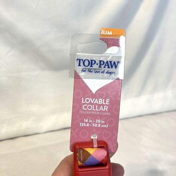 Top Paw Lovable Plaid Bowtie Collar Size Medium Multicolored Valentine Theme - Picture 6 of 10